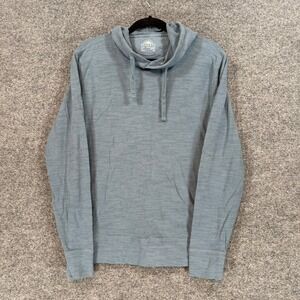 Faherty Hoodie Mens Medium Blue Organic Cotton Slub Knit Pullover Sweatshirt